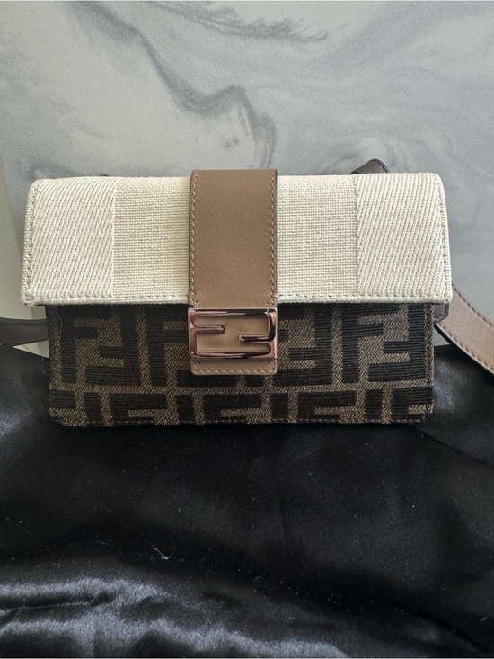 Fendi Handbags - NWOT FENDI Baguette Slim Zucca Pattern Canvas Shoulder Bag Brown